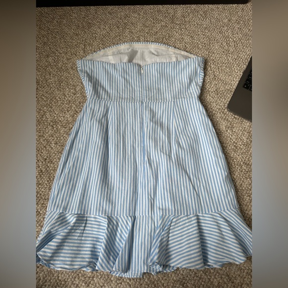 Revolve Superdown Strapless Dress in Blue and White Stripe - Picture 4 of 5